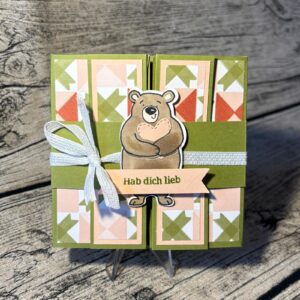 kreative Papierprojekte-Verpackung-Bär-Grün-Rose-Weiß