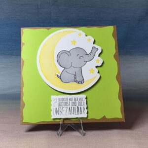 handgemachte Geburtskarten-Elefant-Grün